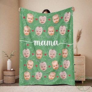 Mom Personalized Fleece Blanket, Mama Baby Face, Mothers Day Gift, Custom Mom Gift, Mom Birthday Gift, Mom Gift Daughter, MO002WM90
