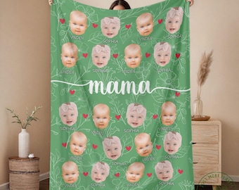 Mom Personalized Fleece Blanket, Mama Baby Face, Mothers Day Gift, Custom Mom Gift, Mom Birthday Gift, Mom Gift Daughter, MO002WM90