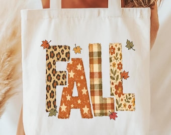 Fall Tote Bag, Autumn Leopard Floral Canvas Tote, Cute Pumpkin Season Shopping Bag, Fall Gift Bag, Teacher Fall Bag, Autumn Market Tote,T589