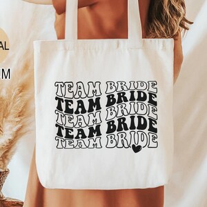 Team Bride Tote Bag, Canvas Tote Bag Gift For Bachelorette Party, Bridesmaid Tote Bag Gift, Maid Of Honor Tote Bag, Bridal Shower Tote, T114