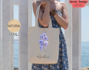 Personalized Birth Flower Gift Tote Bag, Custom Canvas Tote Bag, Best Friend Gift Idea, Custom Birthday Gift For Her, Gift For Mother, T01