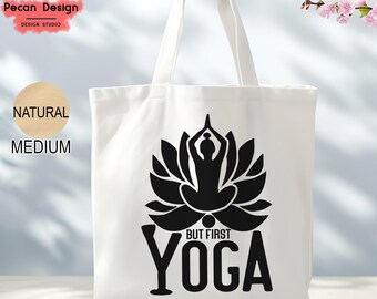 But First Yoga Tote Bag, Yoga Bag, Yoga Gifts, Yoga Art, Yoga Lover Gift, Chakra Tote Bag, Best Selling Tote Bag, For Mom Gift Tote Bag,T287