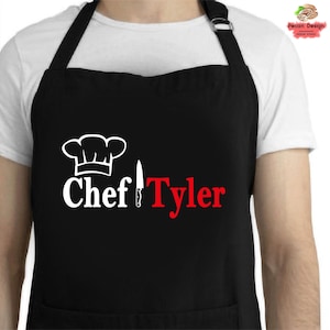 Custom Chef Apron, Apron for Men, Birthday Gift for Men, Father&#39;s Day Gift Apron, Gift for Him, Kitchen Apron, Housewarming Gift, A157