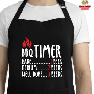 BBQ Timer Apron, Funny Grilling Apron, Beer Lover Gift, Grill Master Gift, BBQ Chef Apron, Father's Day Gift, Outdoor Cooking Apron, A155