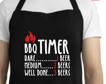 BBQ Timer Apron, Funny Grilling Apron, Beer Lover Gift, Grill Master Gift, BBQ Chef Apron, Father's Day Gift, Outdoor Cooking Apron, A155