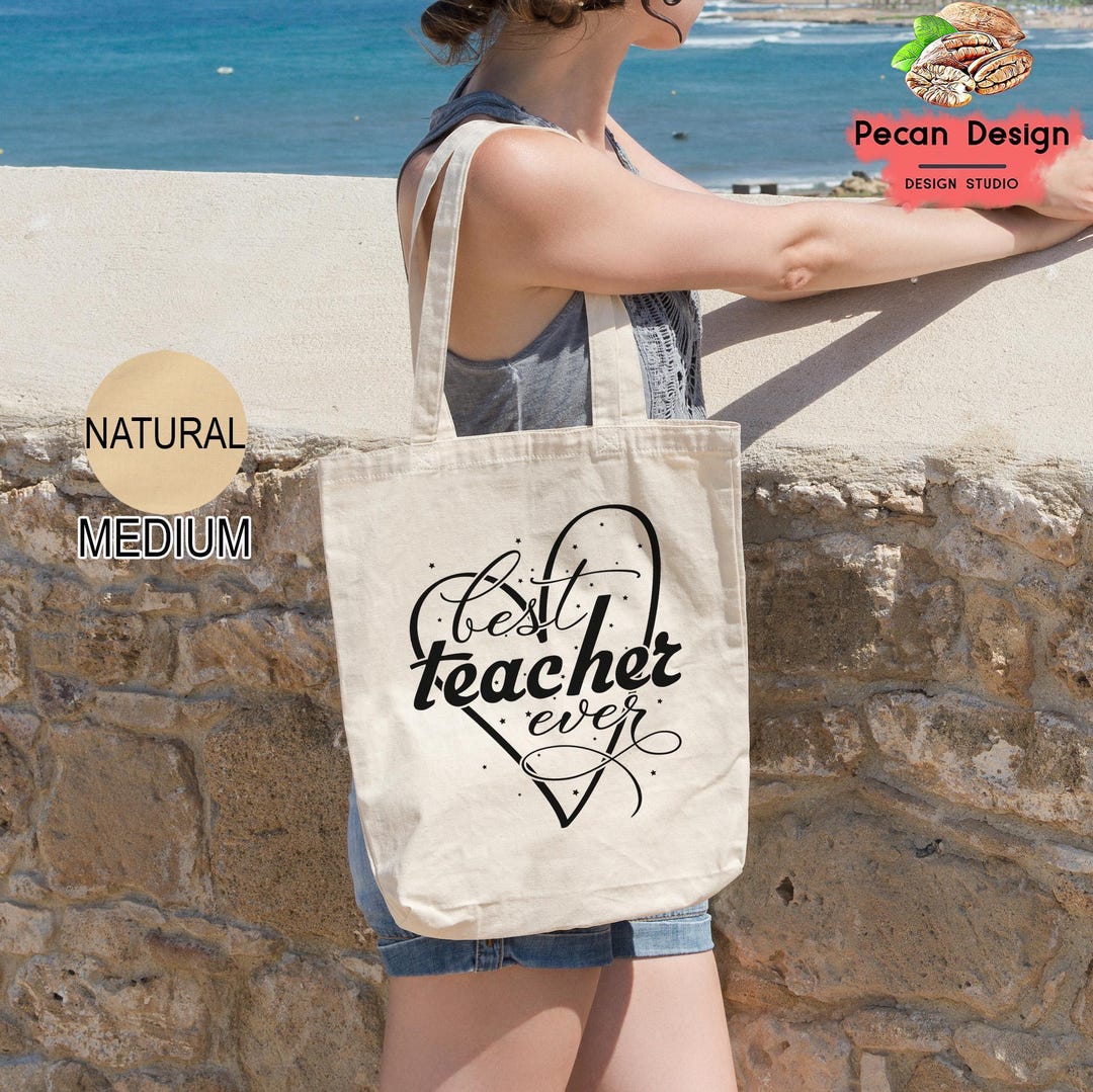 Best Teacher Ever Tote Bag, Teacher Shopping Tote Bag Gift, Teacher ...