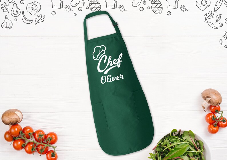 Chef Name Custom Apron Custom Monogrammed Apron Custom Text Etsy