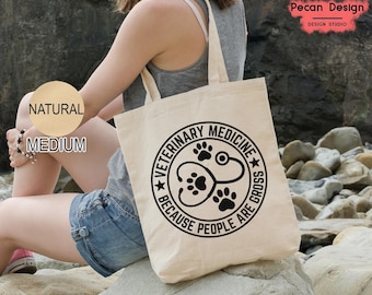 Veterinary Medicine Tote Bag Gift, Vet Graduation Gift Tote Bag, Veterinary Gift Tote Bag, Canvas Vet Tote Bag, Veterinary Week, T21