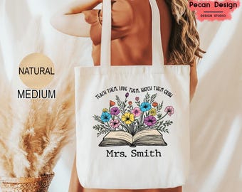 Custom Teacher Appreciation Gift Tote Bag Canvas Custom Teacher Gift Personalized School Bag Gifted Teacher Tote Reusable Bag School Bag 194