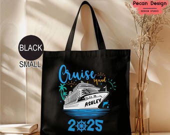 Custom Cruise Squad Tote Bag with Rope Handle, Personalized Canvas Beach Bags for Girls Trip, Cruis Squad-2026 Bag, Customized Family 249