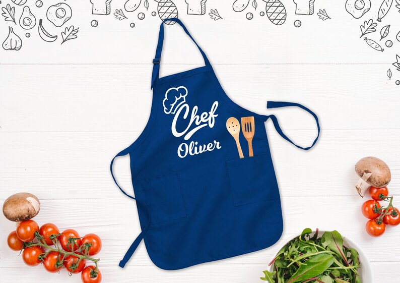 Chef Name Custom Apron Custom Monogrammed Apron Custom Text Etsy