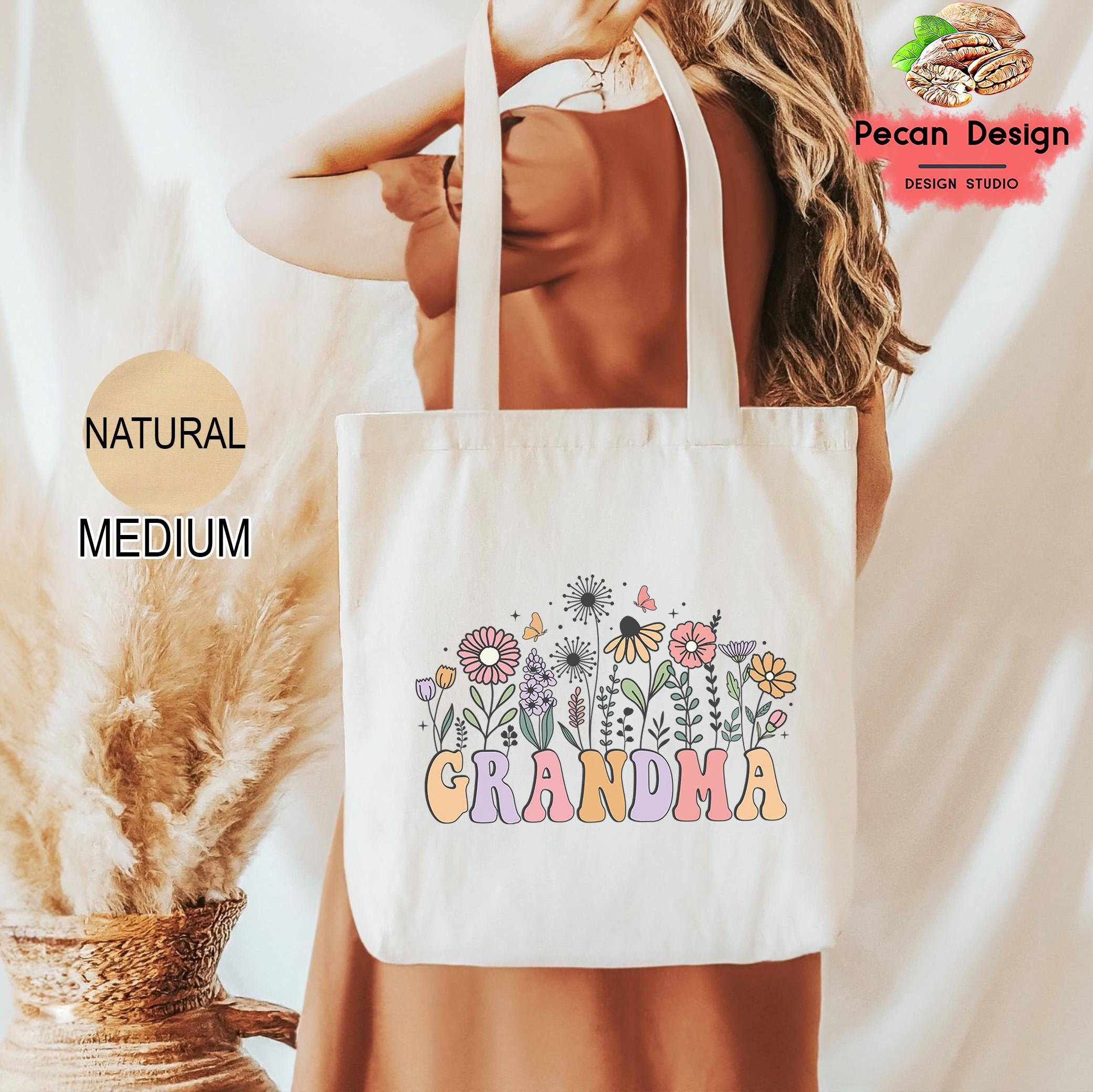 Grandma Canvas Tote Bag, Floral Gigi Tote Bag Gift, Grandma