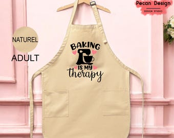 Baking is My Therapy Apron Gift, Kitchen Baking Apron Gift For Her, Kitchen Chef Apron Cooking Gift, Women Apron For Chef, A90
