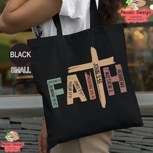 Christian Scripture Canvas Bag With Inspirational Words, Faith Quote Tote Bag, Reusable Eco Tote Bag for Women, Gift for Believers, T372