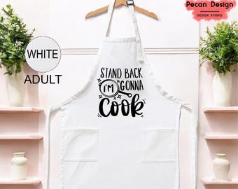 Stand Back I'm Gonna Cook Kitchen Apron, Holiday Season Aprons Gifts For Family, Cooking Apron, Funny Kitchen-Cookie-Apron Gift, A45
