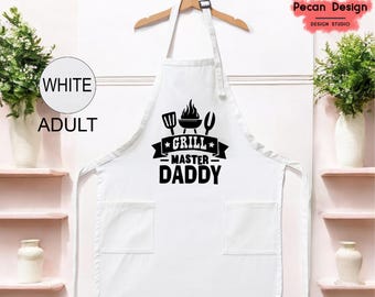 Custom Grill Master Apron, BBQ Aprons For Men, Personalized Grill Apron Gift For Father, Chef Apron Gift For Dad, Custom Kitchen Apron, A75