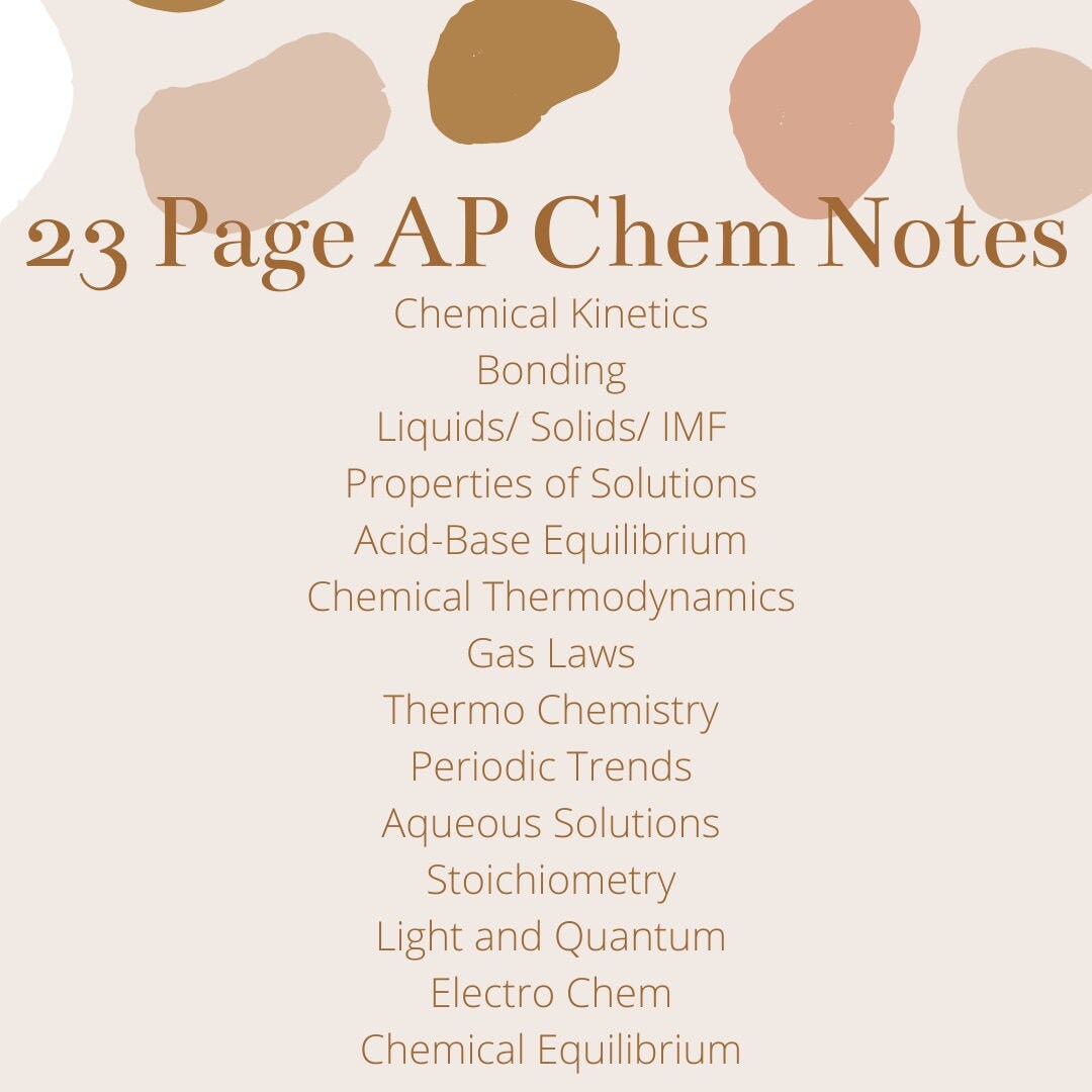 23 Page AP Chem Notes and Study Guide - 14 Units Digital Study Material