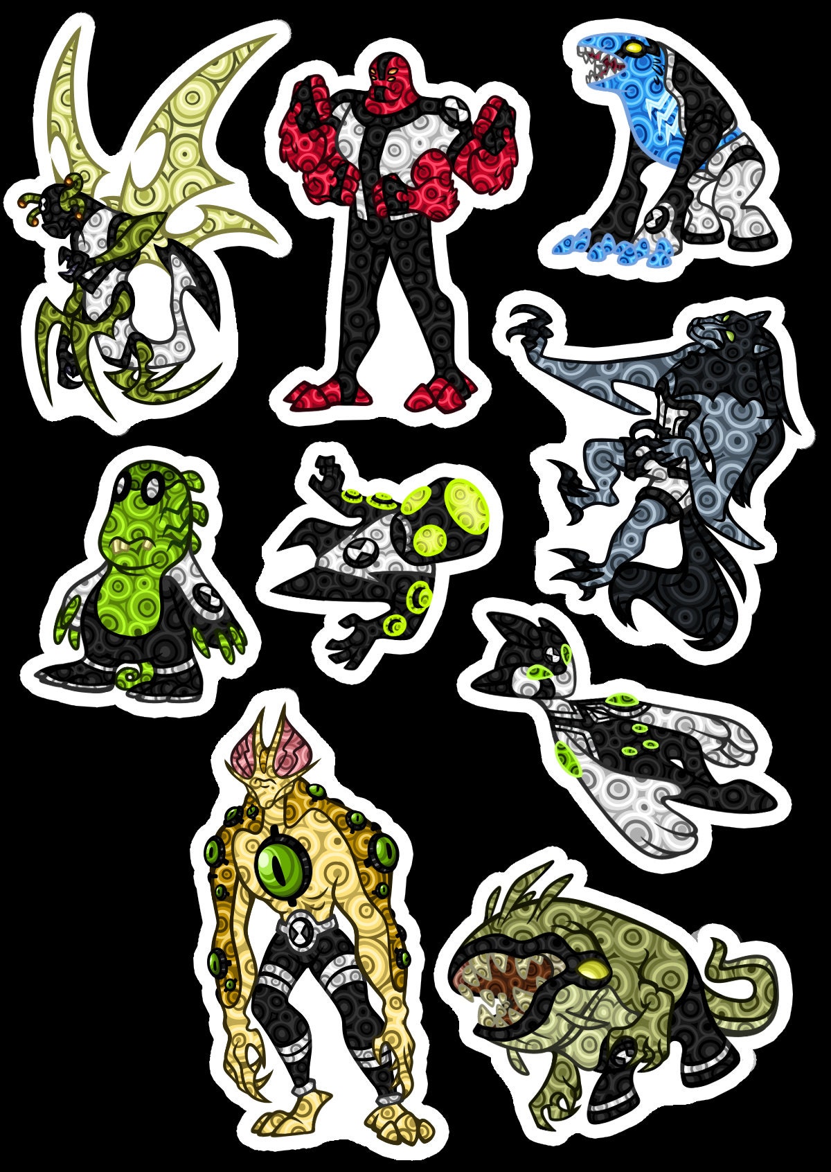 Ben 10 #32 - Alien X (Black) Sticker for Sale by Bluefooted