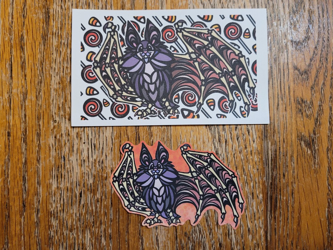 Adesivo Pinkelephant Pipistrello Per Cellulare, 50 Mm, Resistente Ai Raggi UV E Ai Graffi