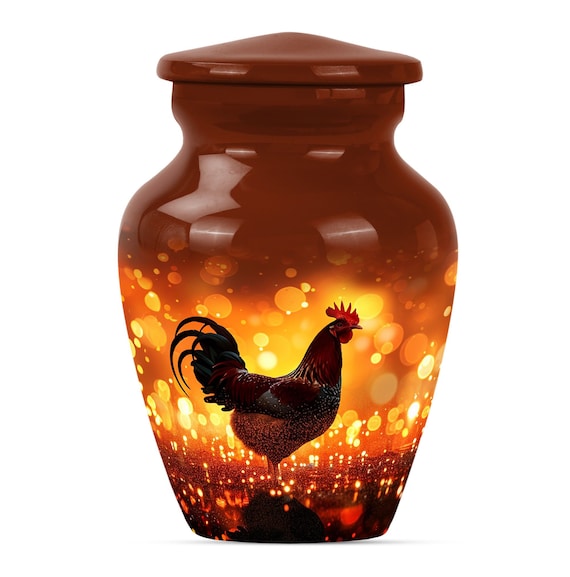 Rooster Personalized Urn for Human Ashes Keepsake Urn, large Decorative Urn, Handcrafted Urn Cremation Memorial Urn Ashes 1-200 Cubic Inch
