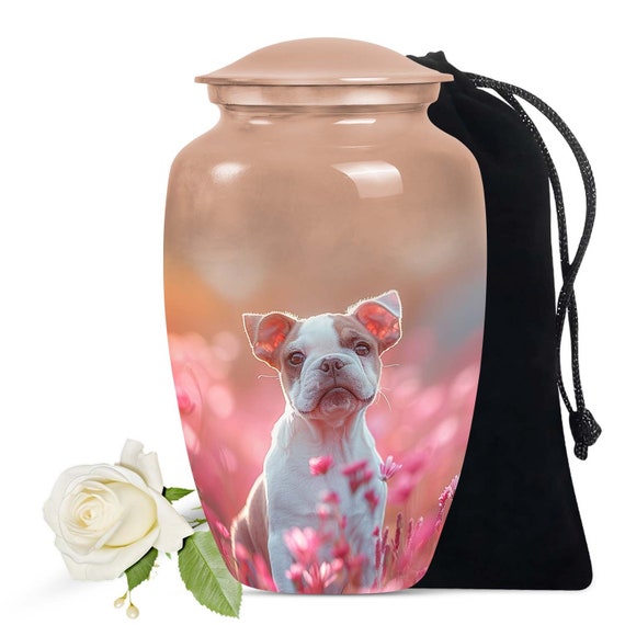 French Bulldog Puppy Memorial Urn, Pink Puppy Decorative Urn, Dog Ashes Keepsake, Pet Urns For Dogs, Urn For Dog Ashes, Dog Cremation Urns