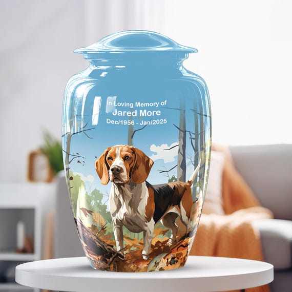 Beagle Memorial Urn for Adults, Small Urns for Human Ashes, Cremation Burial Urn for Ashes