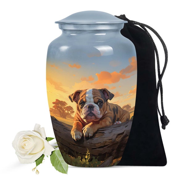 Personalized Pet Urn for Dog Ashes - Custom Dog Portrait Memorial Urn for Human Ashes - Large 10 Inch and Keepsake 3 Inch Dog Cremation Urn