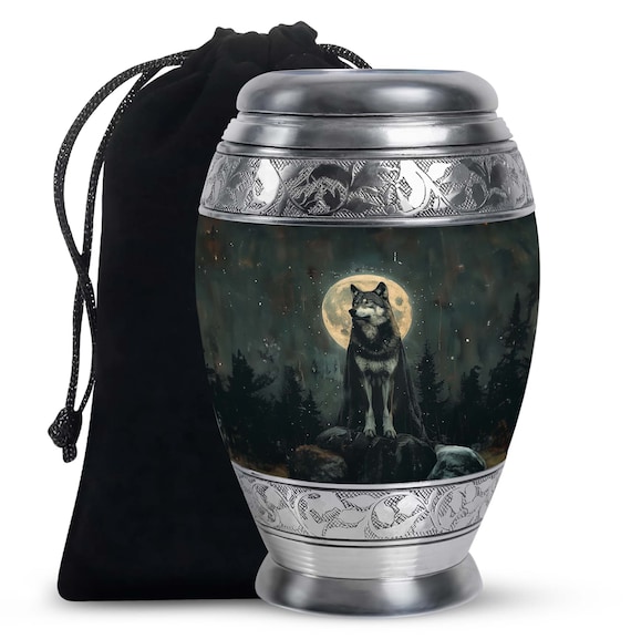 Wolf Urn for Human Ashes Keepsake Urn for Adult, Wolf Urn for baby Ashes, Personalized Cremation Urn for Pets, Decorative Modern Urn for Dad