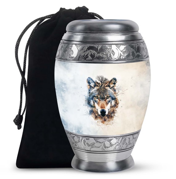 Wolf Urn for Human Ashes Keepsake Urn for Adult, Wolf Urn for baby Ashes, Personalized Cremation Urn for Pets, 10" Decorative Modern Urn Ash