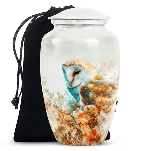 Graceful Barn Owl Memorial Urn for Human Ashes with Majestic Owl Design, Decorative Urn for Home Decor, Ashes Keepsake Urn for Adult Ashes