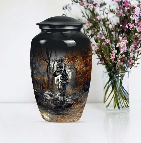 Zebra Cremation Urn for Human Ashes, Decorative Memorial Urn for Adult Ashes Keepsake, large Animal Urn, Small Keepsake Urn Personalized Urn