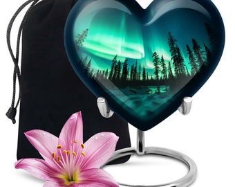 Northern Lights Urns for Human Ashes keepsake | Small Urn for Ashes | Urn for Ashes Adult Male & Female | Large Decorative Urns for Mom