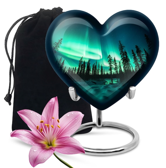 Northern Lights Urns for Human Ashes keepsake | Small Urn for Ashes | Urn for Ashes Adult Male & Female | Large Decorative Urns for Mom
