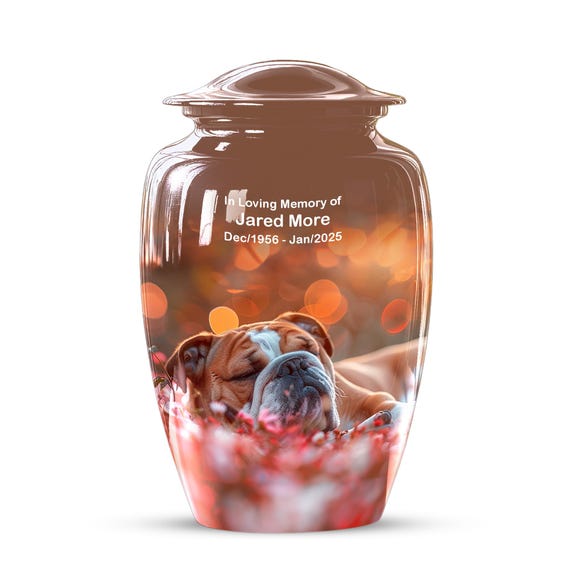 Sleeping Bulldog Cremation Keepsake Urn for Ashes, Decorative Urn for Adults, Memorial Urns for Human Ashes