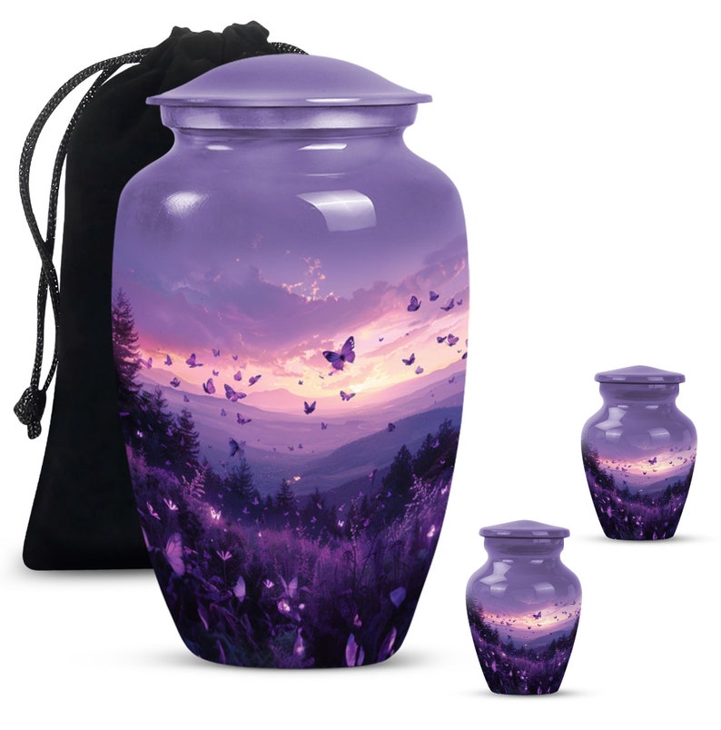 Scenic butterfly design urn
