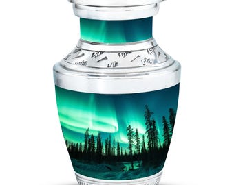 Northern Lights Urns for Human Ashes, Small Urns for Human Ashes Keepsake, Decorative Memorial Urn for Adults
