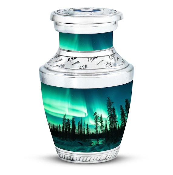Northern Lights Cremation Urn for Human Ashes, Memorial Urn for Ashes, Customizable, 200 Cubic Inches Urn for Male and Female Ashes Keepsake