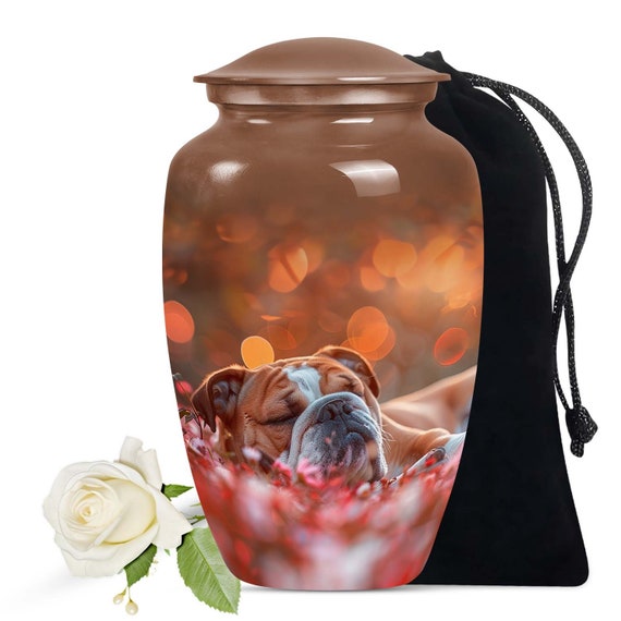 Bulldog Urn for Ashes - Sleeping Bulldog Memorial Urn - Dog Ashes Keepsake - Personalized Dog Urns - Animal Urn, Pet Cremation Urns for Dogs