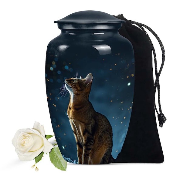 Handmade Cat Urns for Ashes | Ceramic Cat Cremation Urns | Custom Cat Memorial Urns with Photo & Engraving | Biodegradable Cat Urns for Pets