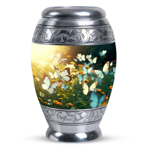 Butterflies Personalized Urn for Human Ashes with 200 Cubic inches, Adult Cremation Urns for Ashes, Decorative Urn, Ashes Keepsake Urn Small