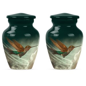 Artistic hummingbird urn, perfect for memorializing loved ones.