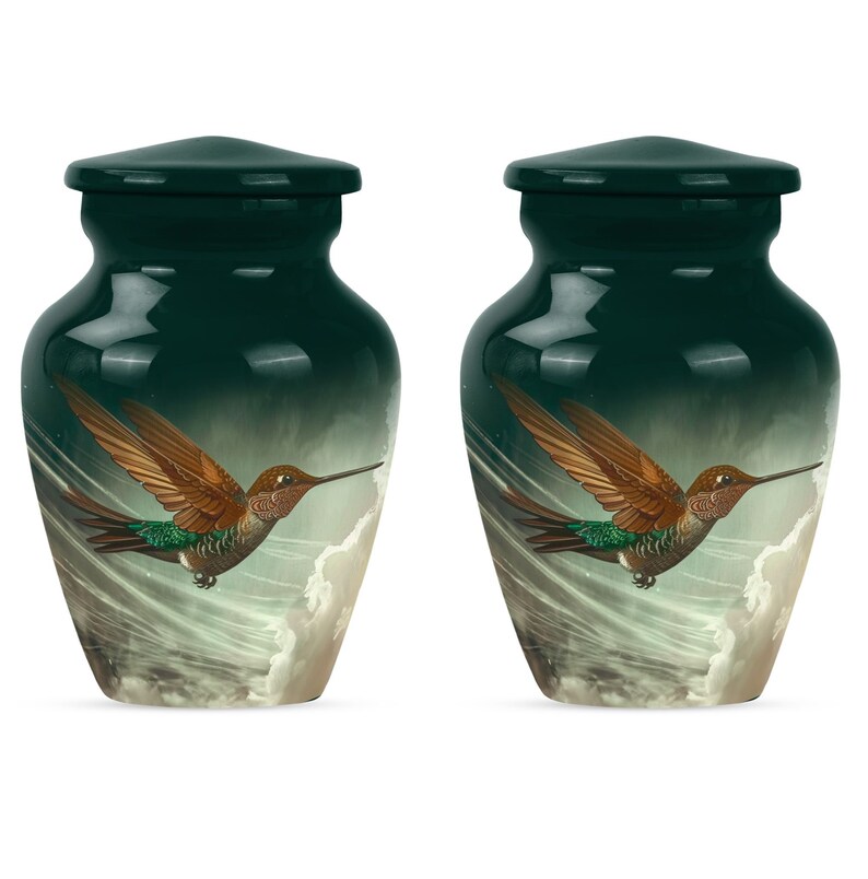 Artistic hummingbird urn, perfect for memorializing loved ones.