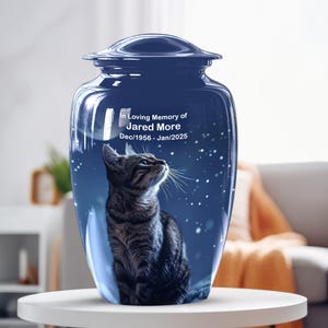Urne pour chat avec lune et étoiles Urne funéraire pour cendres, urnes décoratives pour cendres humaines