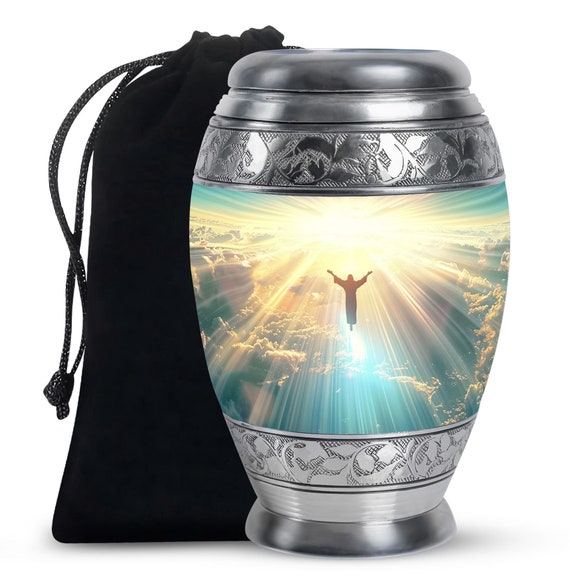 Heavenly Ascension Cremation Urn for Human Ashes, Customizable 10" Large and Keepsake Sizes, Beautiful Memorial Urn for Small Ashes Keepsake