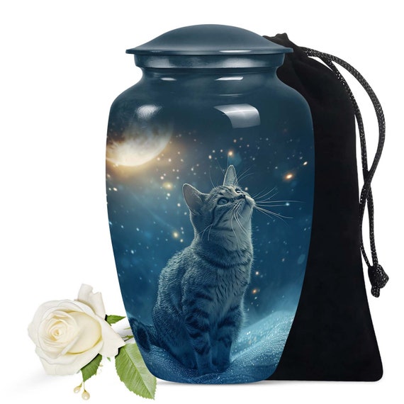 Personalized Cat Urns with Photo | Unique Cat Ash Keepsake | Custom Engraved Pet Memorial Urns for Cats Cremation Urns | Cat Urns for Sale