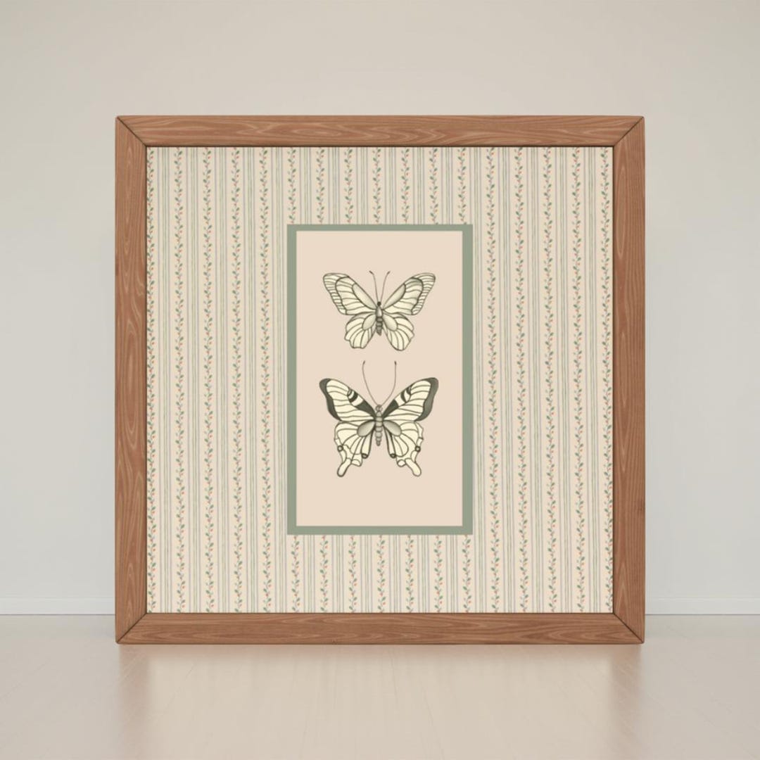 Vintage Butterfly Sketch Print: Cottagecore Boho Wall Art (digital ...