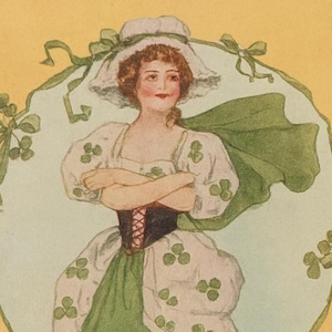St Patrick's Day Postkarte - Irish Dancing Girl Lass, c.1907-1915, Golden Age Era, digitaler Download