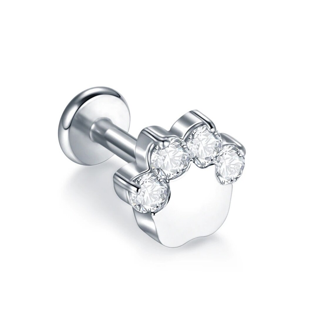 Paw Print Ear Piercing, Cartilage Stud Earrings, 925 Sterling Silver