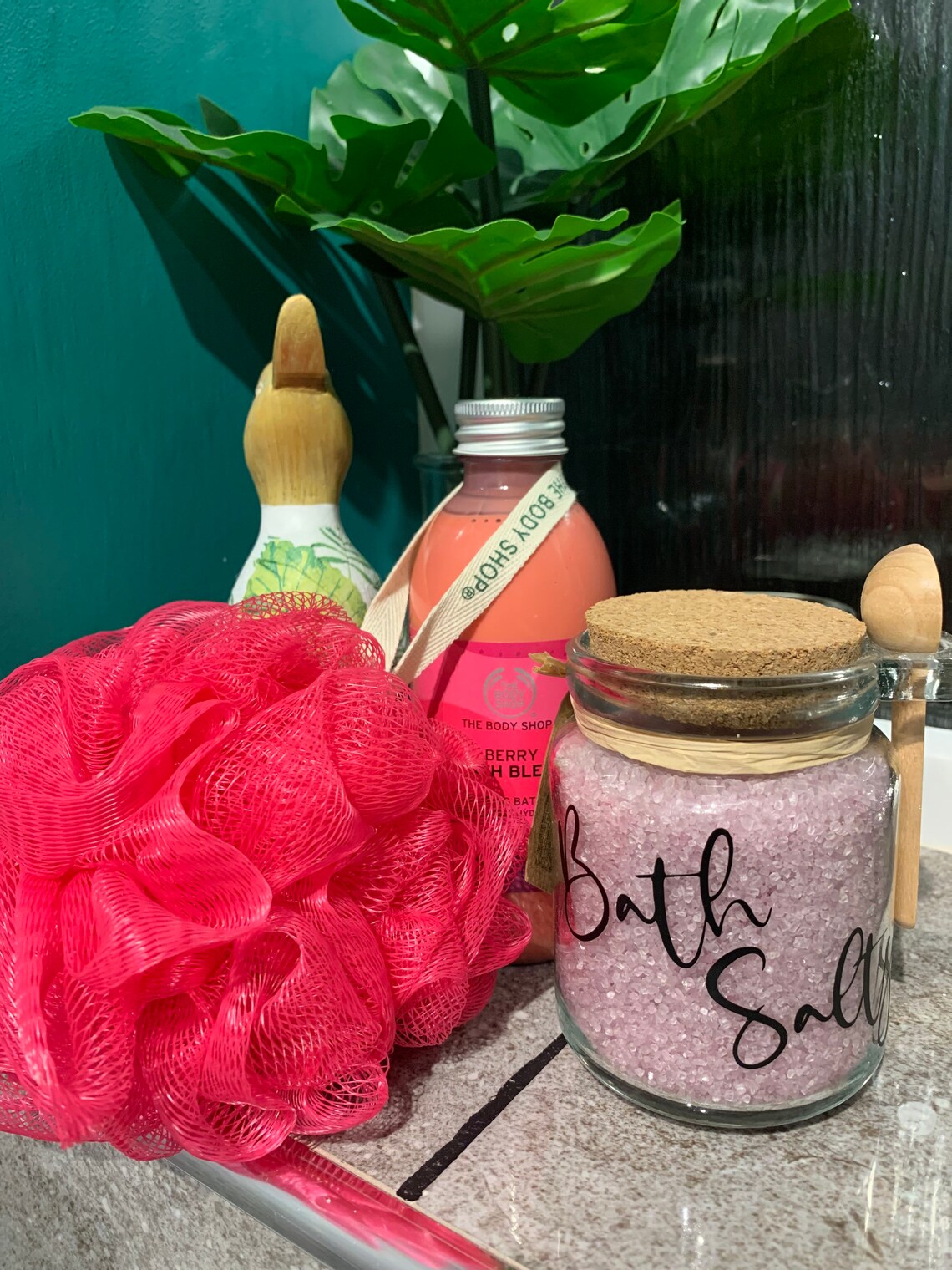 Bath Salts Glass Jar With Spoon Cork Lid Gift For Her Etsy