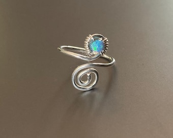 Sterling Silber Zehenring: Minimalist Stein Band